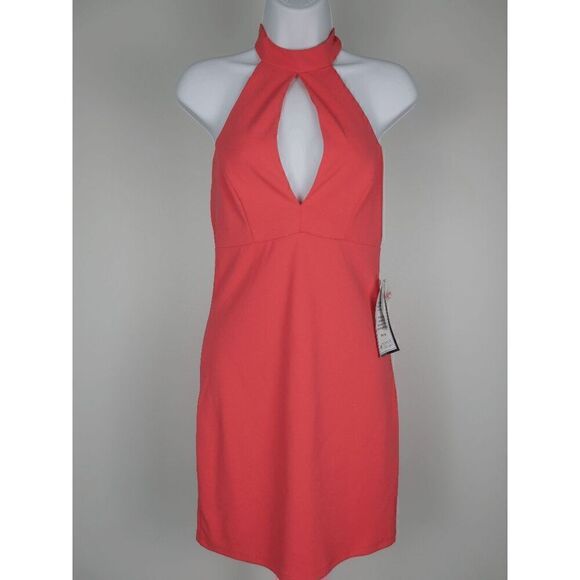 B DARLIN JUNIOR'S CUTOUT HALTER BODYCON DRESS PINK SIZE 5/6 - Picture 2 of 10